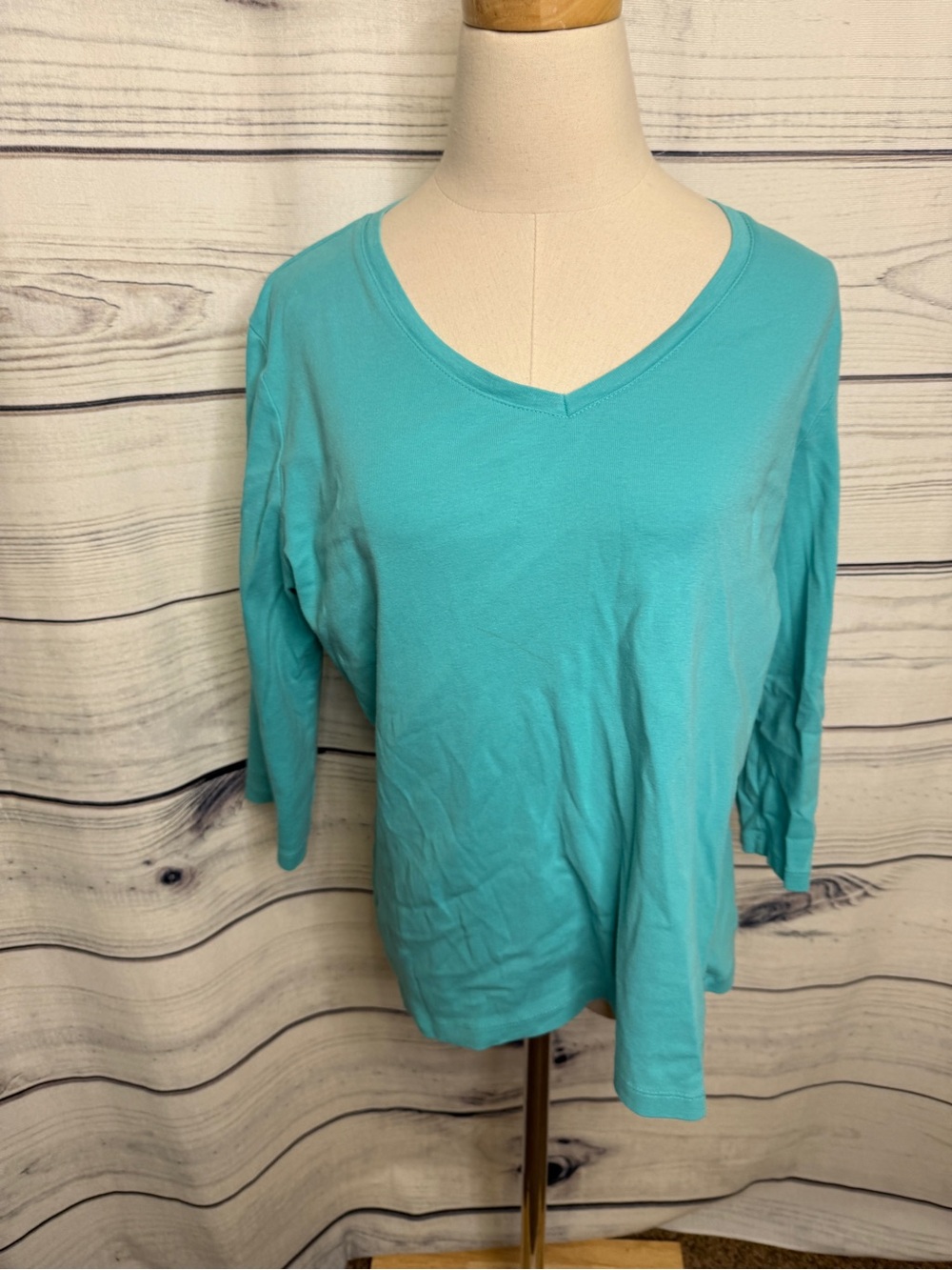 St. John's Bay Teal V-Neck Long Sleeve Tee